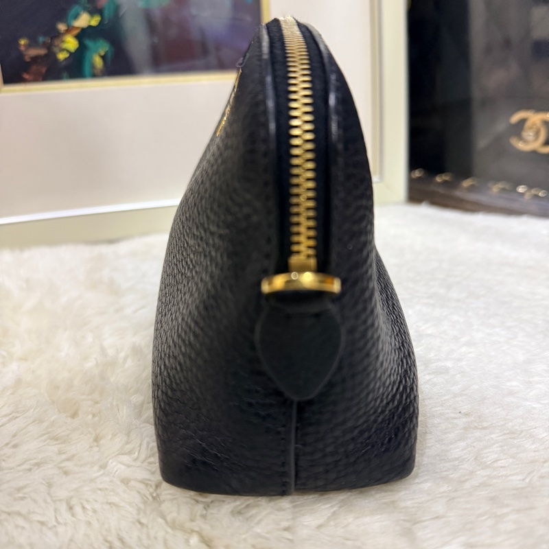 黑色Prada有質感的真皮 收納包 化妝包 內膽包 拉鏈包包-16