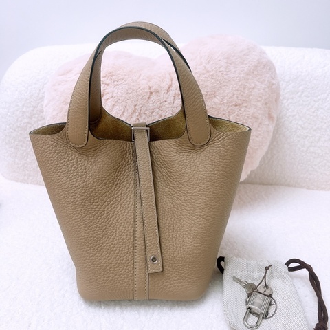 全新 Hermes picotin 18 菜籃子 風衣灰銀釦 B