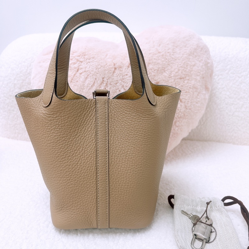 全新 Hermes picotin 18 菜籃子 風衣灰銀釦 B-1