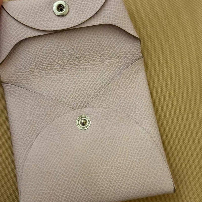 漏價 愛馬仕 Hermès 小皮件｜Calvi 零錢包/收納包｜淺粉色 U刻 EPSOM-1