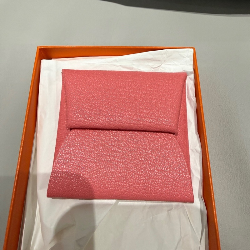 漏價 9.9新愛馬仕 Hermès 小皮件｜Bastia 零錢包/收納包｜粉色 C刻 EPSOM-0