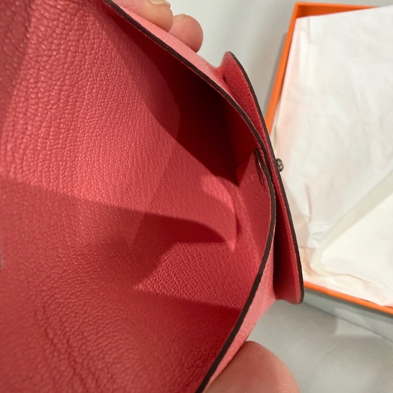 漏價 9.9新愛馬仕 Hermès 小皮件｜Bastia 零錢包/收納包｜粉色 C刻 EPSOM-2