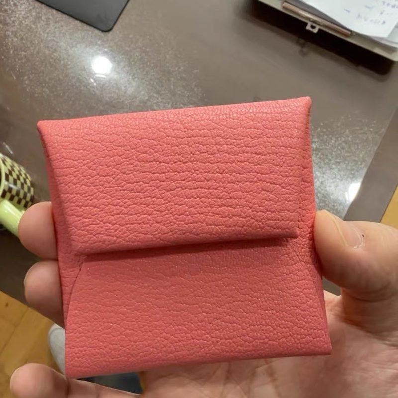 漏價 9.9新愛馬仕 Hermès 小皮件｜Bastia 零錢包/收納包｜粉色 C刻 EPSOM-3