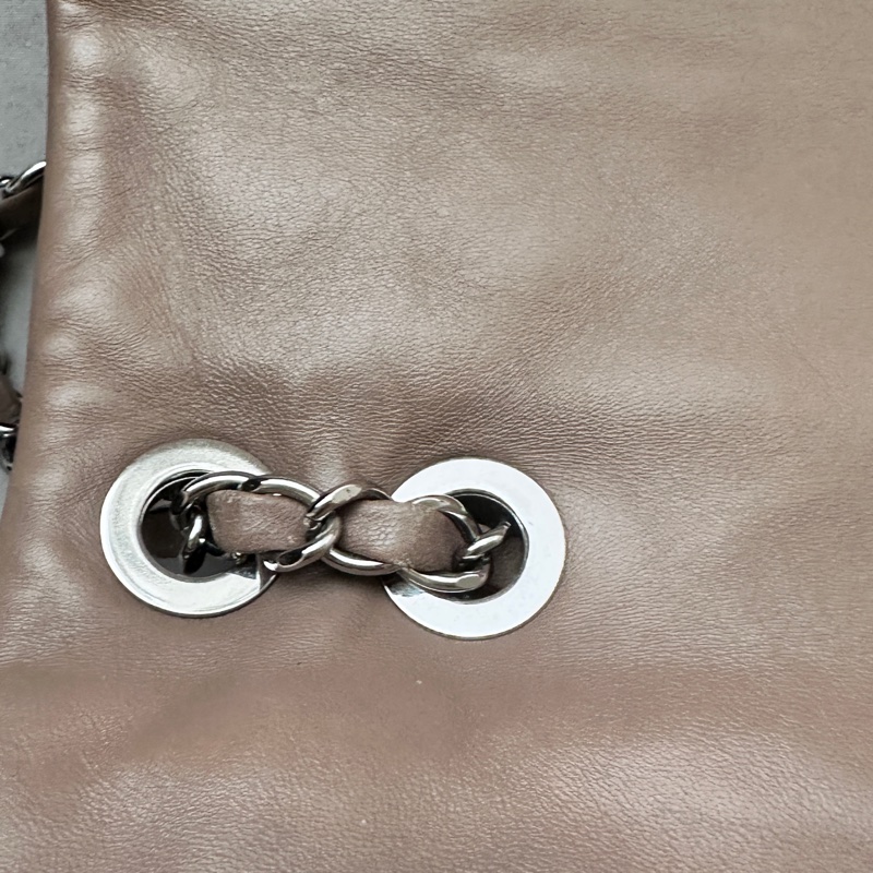 Chanel香奈兒卡其裸色CF單肩斜背機場包 14開 (極珍稀雨衣包)-9