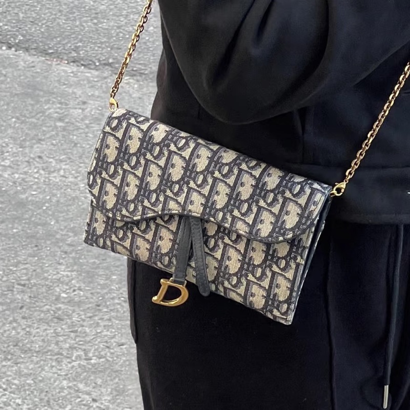 絕美日常款✨99新🆕Dior迪奧老花Saddle小號woc單肩斜挎包-2