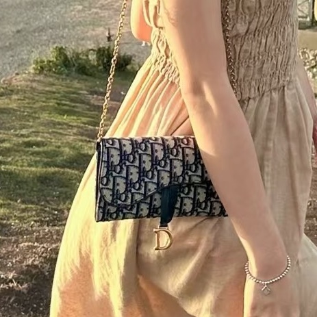 絕美日常款✨99新🆕Dior迪奧老花Saddle小號woc單肩斜挎包-3