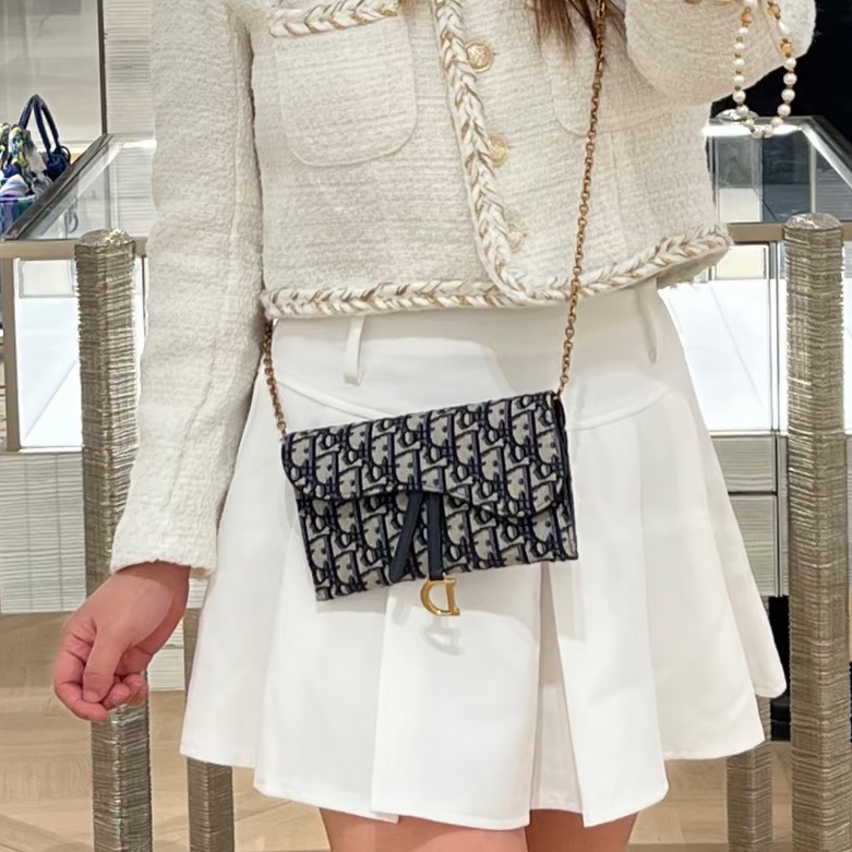 絕美日常款✨99新🆕Dior迪奧老花Saddle小號woc單肩斜挎包-4