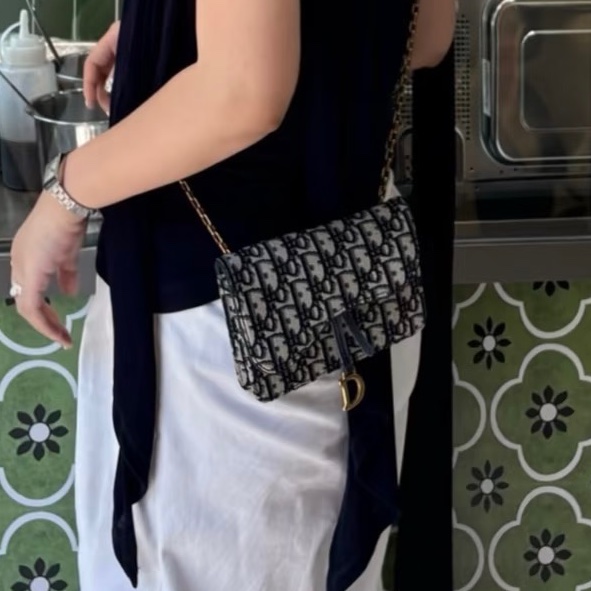 絕美日常款✨99新🆕Dior迪奧老花Saddle小號woc單肩斜挎包-5