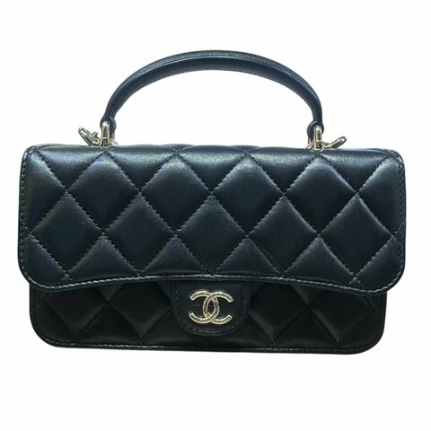 【美收精品】CHANEL黑色羊皮24 PHONE HANDLE 4-833