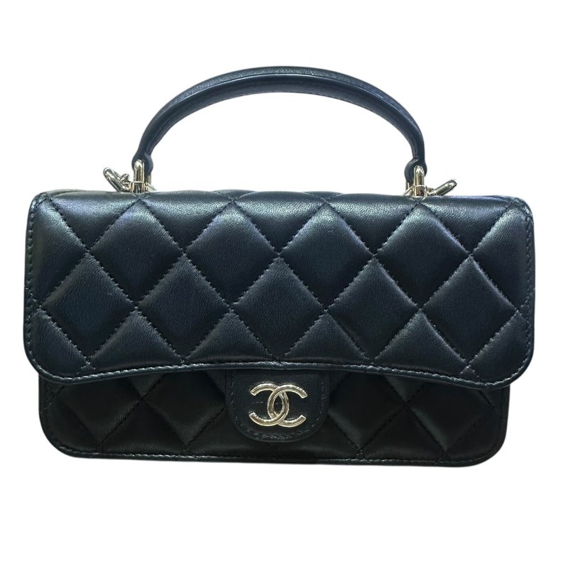 【美收精品】CHANEL黑色羊皮24 PHONE HANDLE 4-833-0