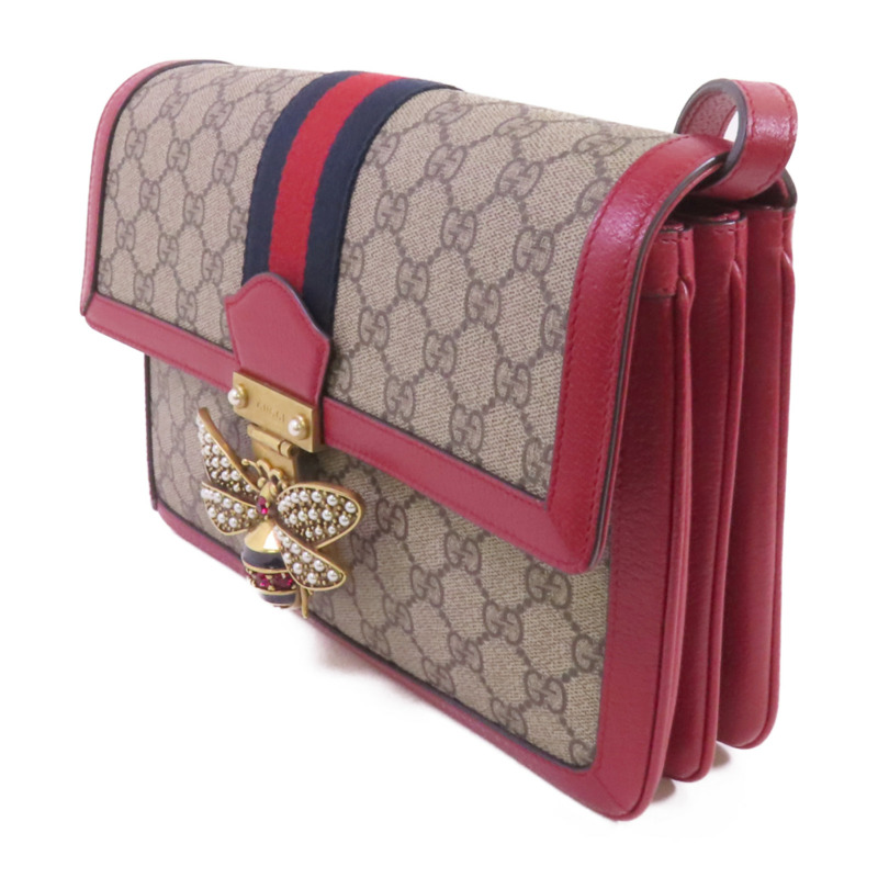 GUCCI 塗層帆布GG Supreme Queen Margaret Medium金扣鏈帶肩背袋-2