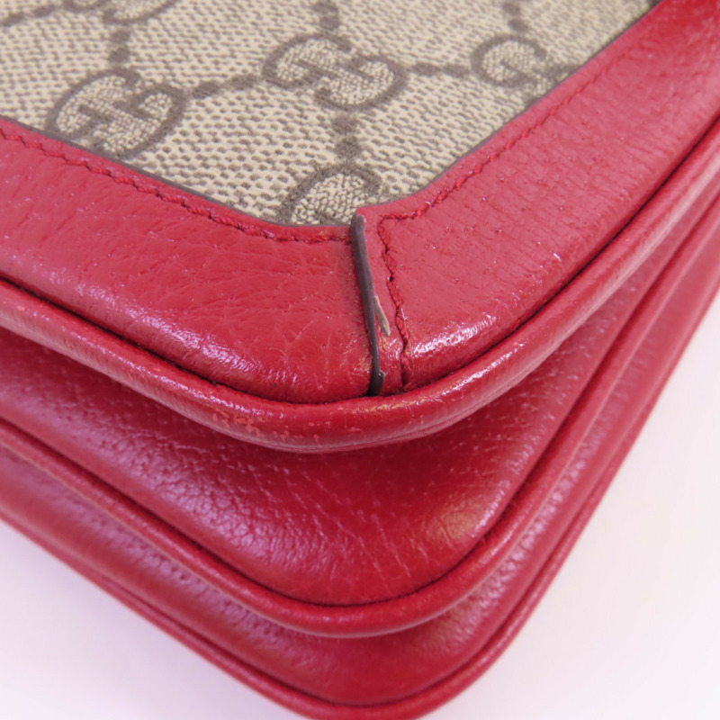 GUCCI 塗層帆布GG Supreme Queen Margaret Medium金扣鏈帶肩背袋-6