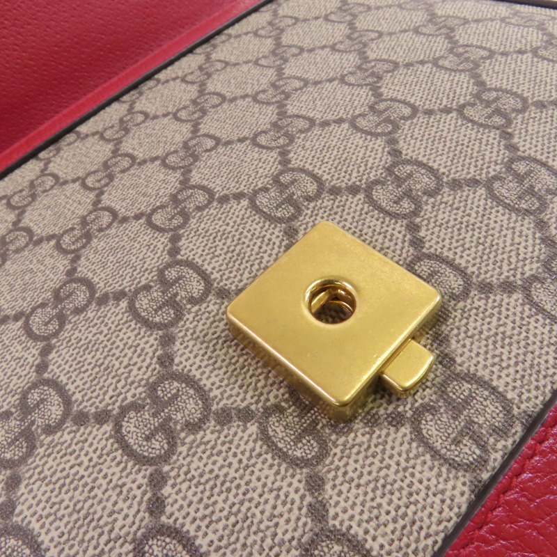 GUCCI 塗層帆布GG Supreme Queen Margaret Medium金扣鏈帶肩背袋-12