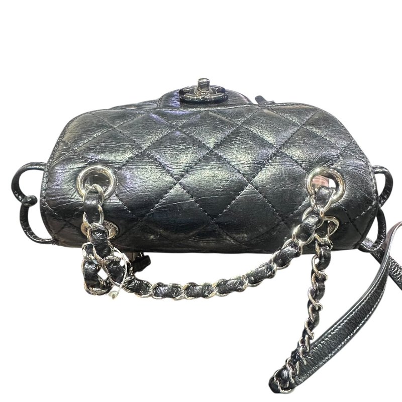 【美收精品】CHANEL黑色皮革透明拼接後背包 4-649-3