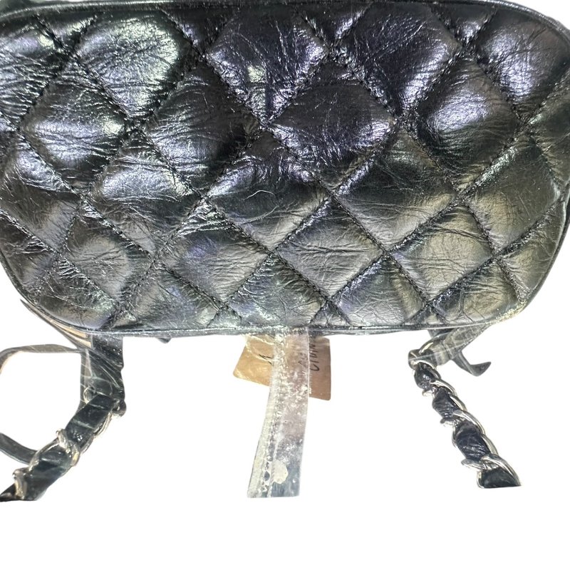 【美收精品】CHANEL黑色皮革透明拼接後背包 4-649-15