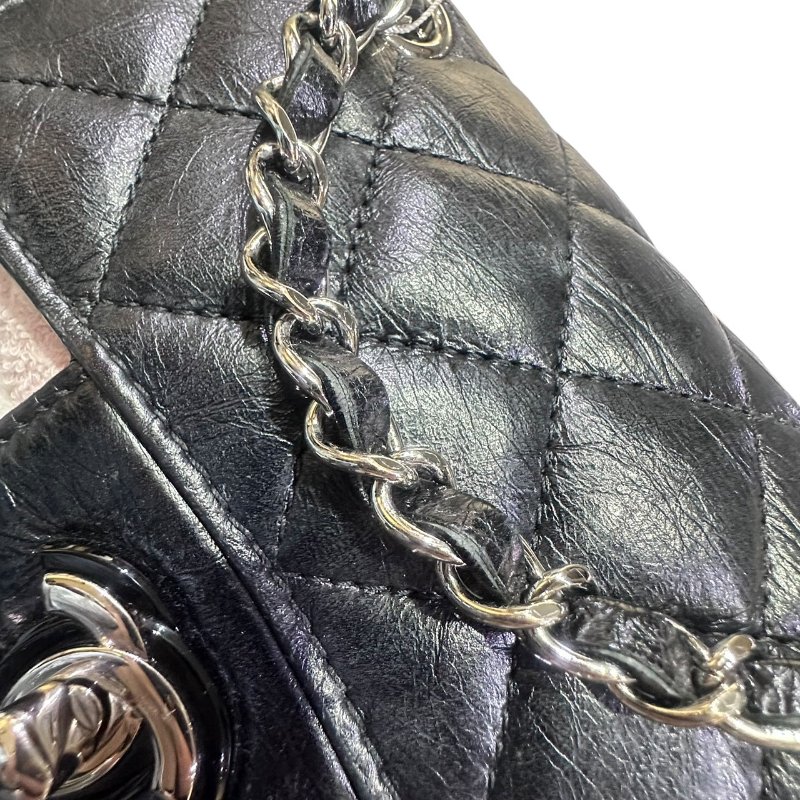 【美收精品】CHANEL黑色皮革透明拼接後背包 4-649-19