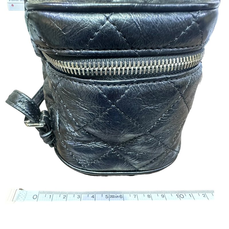 【美收精品】CHANEL黑色皮革透明拼接後背包 4-649-22