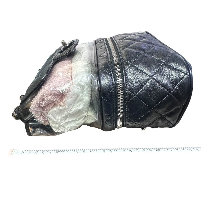 【美收精品】CHANEL黑色皮革透明拼接後背包 4-649-23