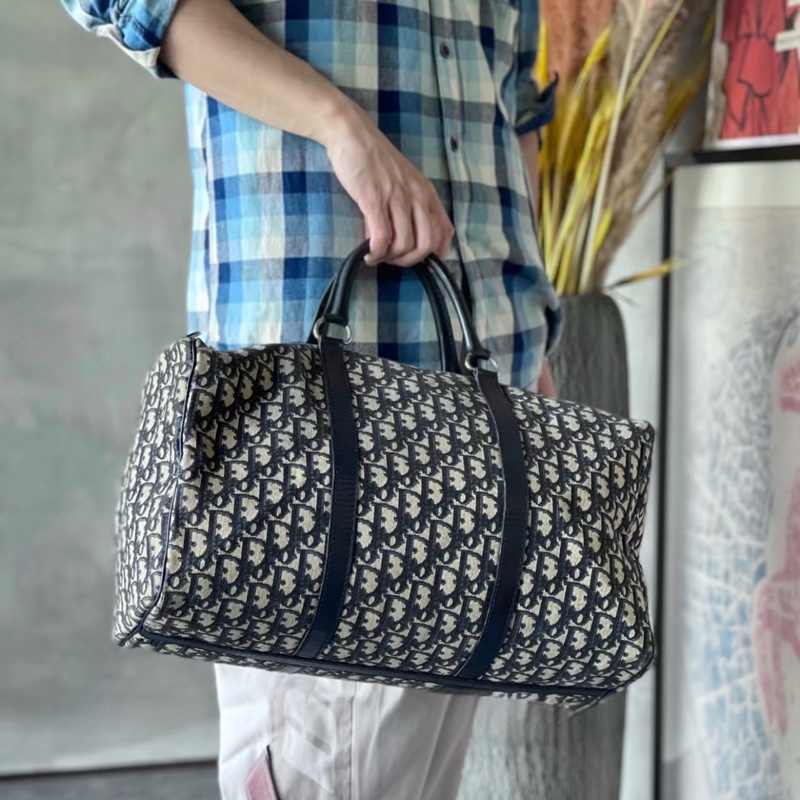 「JL 精品代購」9新 Dior 老花 旅行袋 45-0