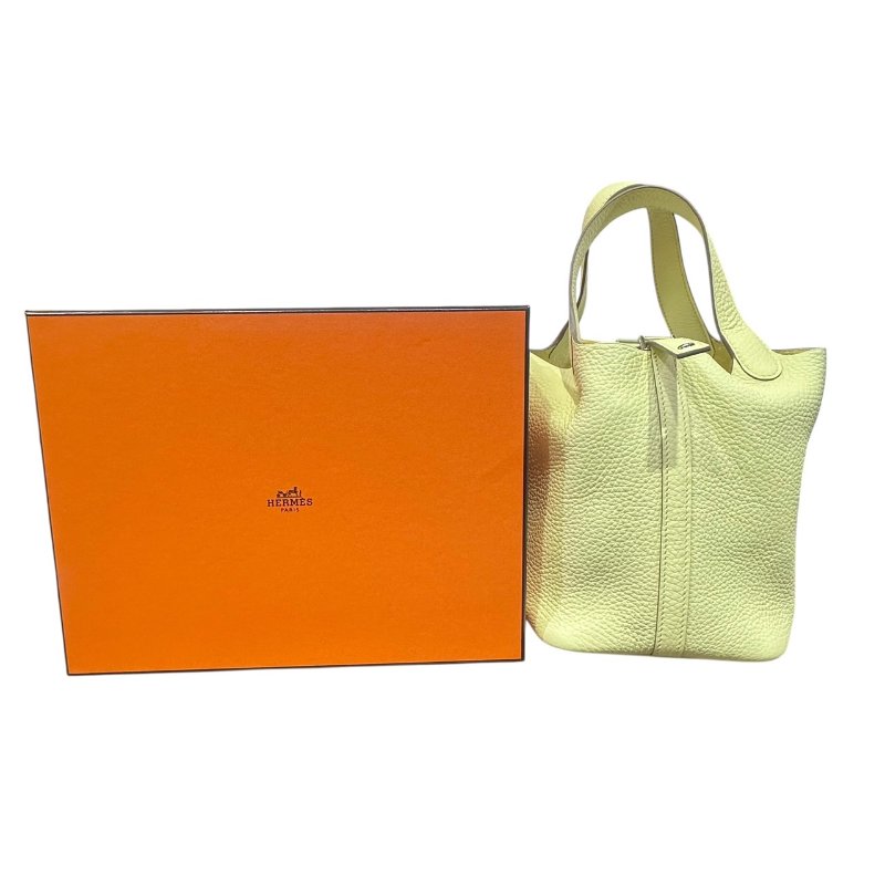 【美收精品】HERMES奶油黃PICOTIN 18 W刻印 4-772-14