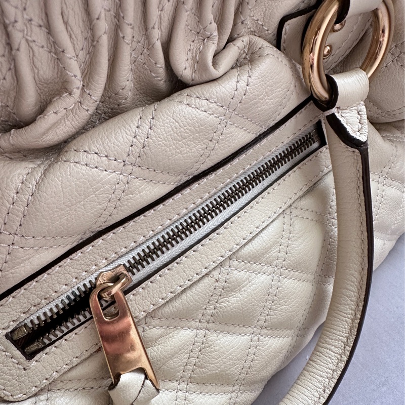 Marc Jacobs the stam奶白菱格紋復古DECO真皮鏈條單肩包-8