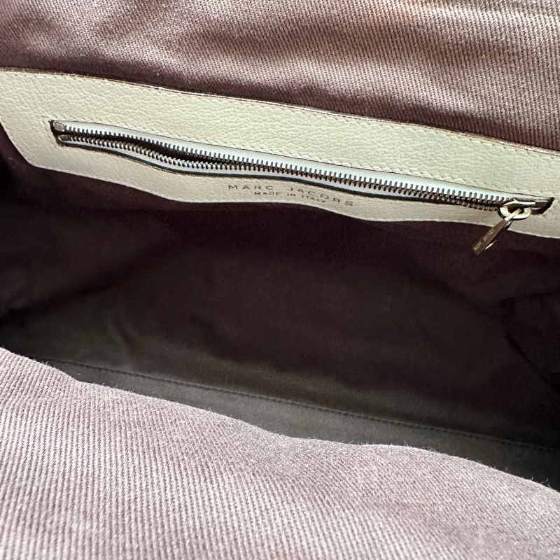 Marc Jacobs the stam奶白菱格紋復古DECO真皮鏈條單肩包-11