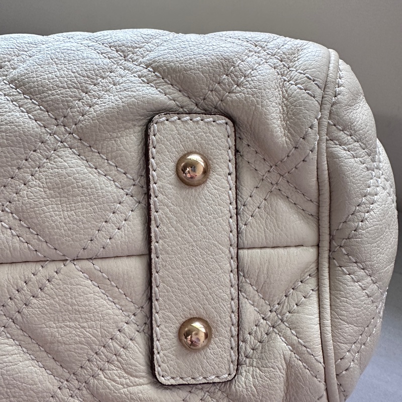 Marc Jacobs the stam奶白菱格紋復古DECO真皮鏈條單肩包-14