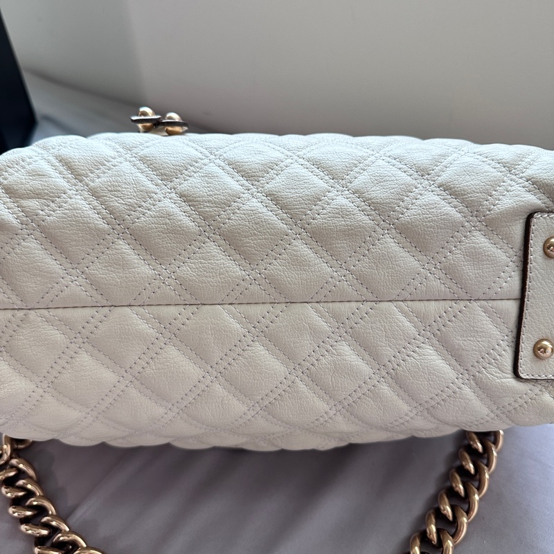 Marc Jacobs the stam奶白菱格紋復古DECO真皮鏈條單肩包-15