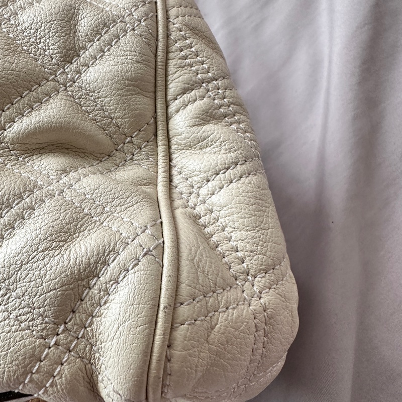 Marc Jacobs the stam奶白菱格紋復古DECO真皮鏈條單肩包-17