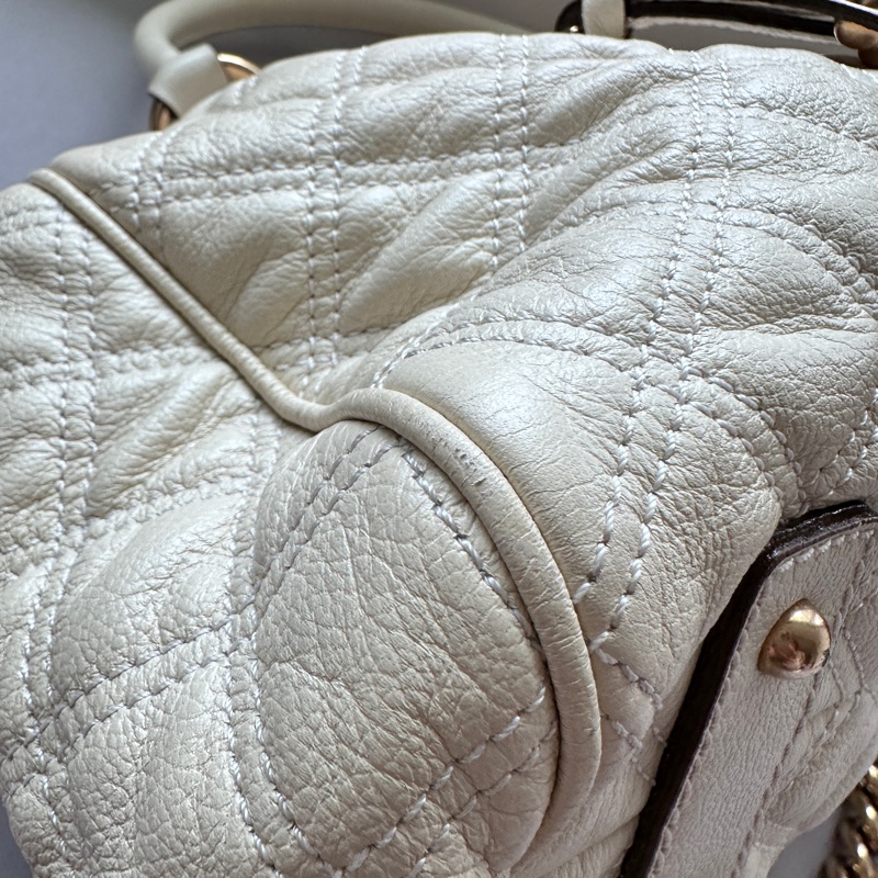 Marc Jacobs the stam奶白菱格紋復古DECO真皮鏈條單肩包-20