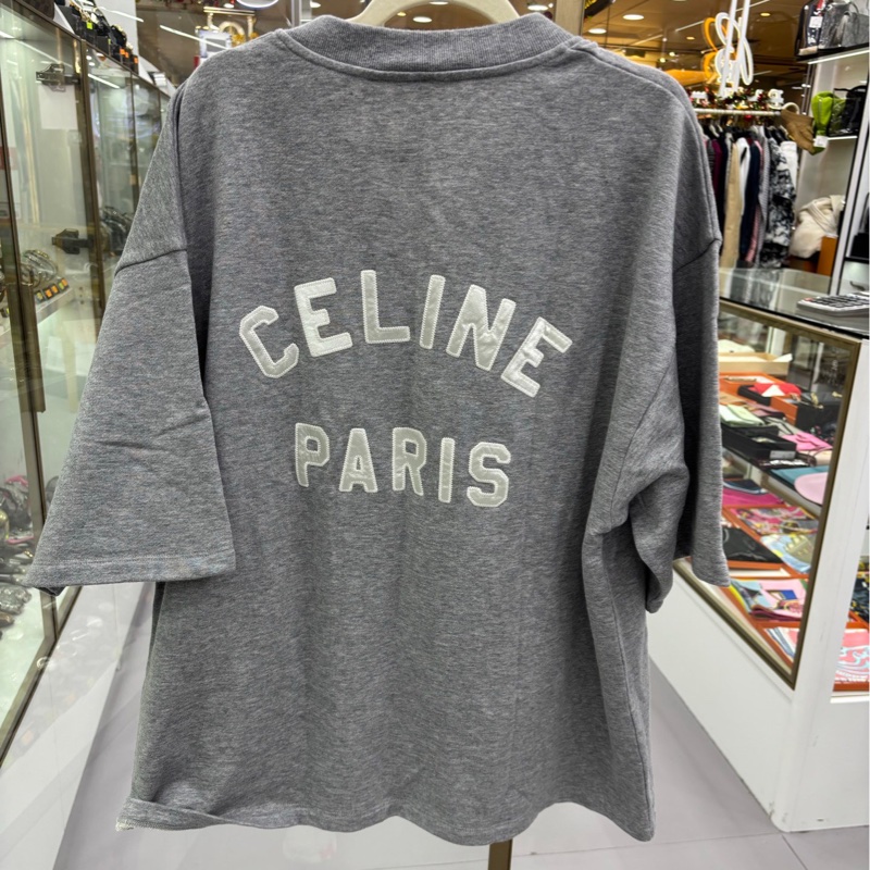 CELINE賽琳 Logo字母印花繫帶寬鬆短袖 M碼-1