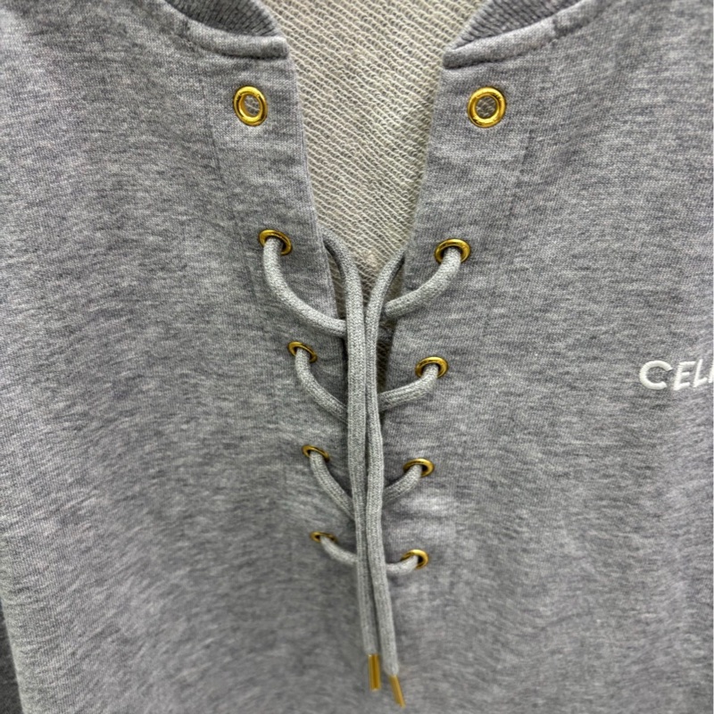 CELINE賽琳 Logo字母印花繫帶寬鬆短袖 M碼-4