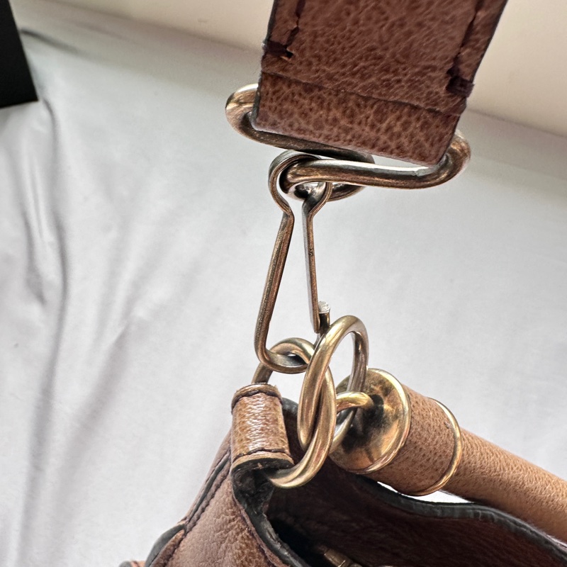 BURBERRY 雙肩帶全牛皮棕色美拉德單肩包-12