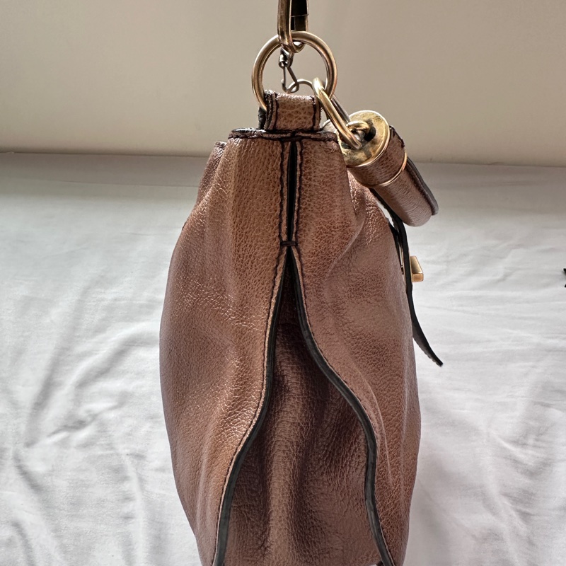 BURBERRY 雙肩帶全牛皮棕色美拉德單肩包-15