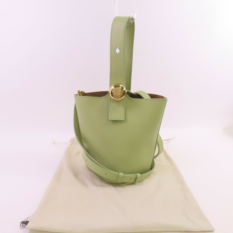 LOEWE 牛皮皮革Pebble Bucket Mini金扣手挽肩背兩用袋-14
