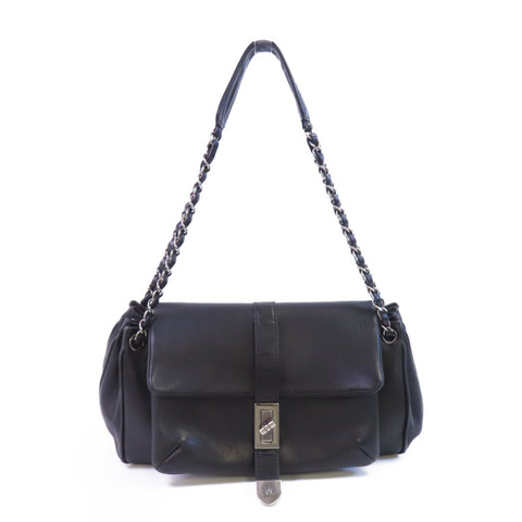 CHANEL 牛皮皮革Shoulder Bag銀扣鏈帶肩背袋