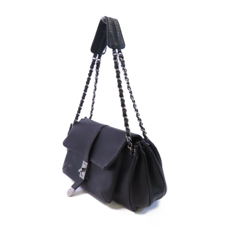 CHANEL 牛皮皮革Shoulder Bag銀扣鏈帶肩背袋-2