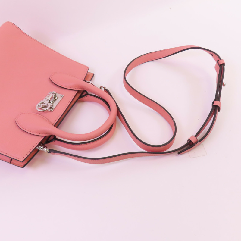 Salvatore Ferragamo 牛皮皮革Studio Box Bag銀扣手挽肩背兩用袋-4