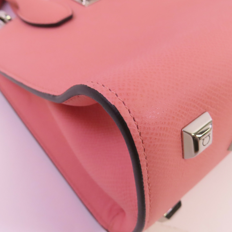 Salvatore Ferragamo 牛皮皮革Studio Box Bag銀扣手挽肩背兩用袋-5