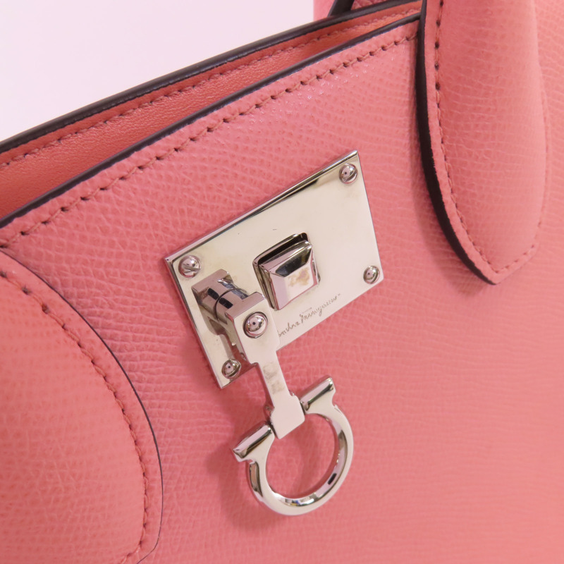 Salvatore Ferragamo 牛皮皮革Studio Box Bag銀扣手挽肩背兩用袋-10