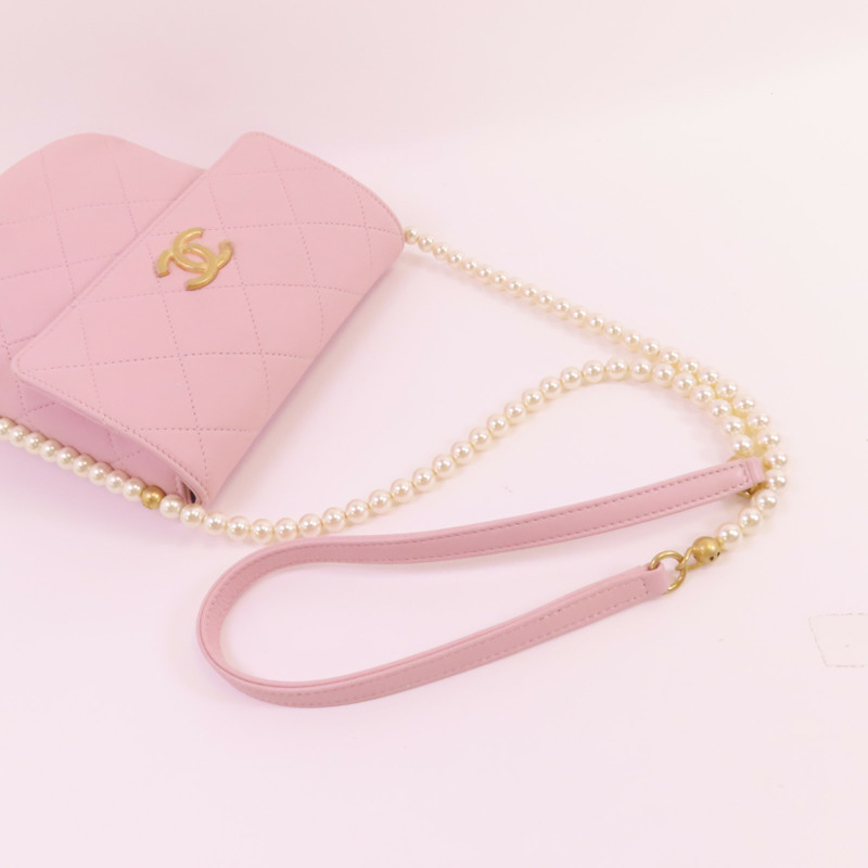 CHANEL 牛皮皮革Chain Shoulder金扣肩背袋-5