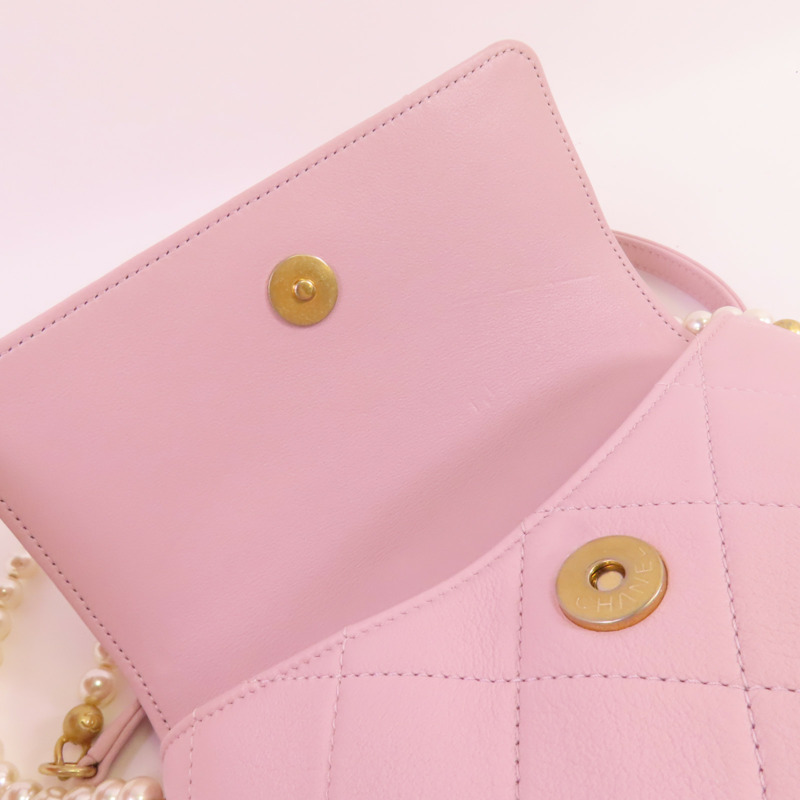 CHANEL 牛皮皮革Chain Shoulder金扣肩背袋-11