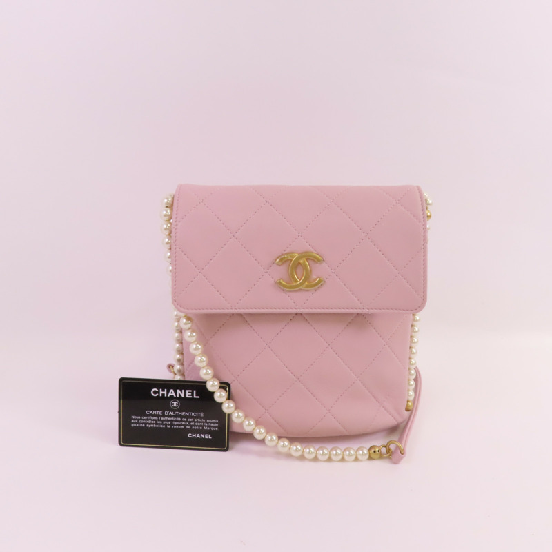 CHANEL 牛皮皮革Chain Shoulder金扣肩背袋-16