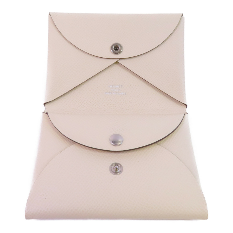 HERMES Epsom皮革Calvi Duo銀扣卡套-8