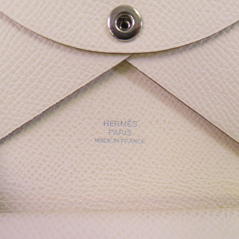 HERMES Epsom皮革Calvi Duo銀扣卡套-9