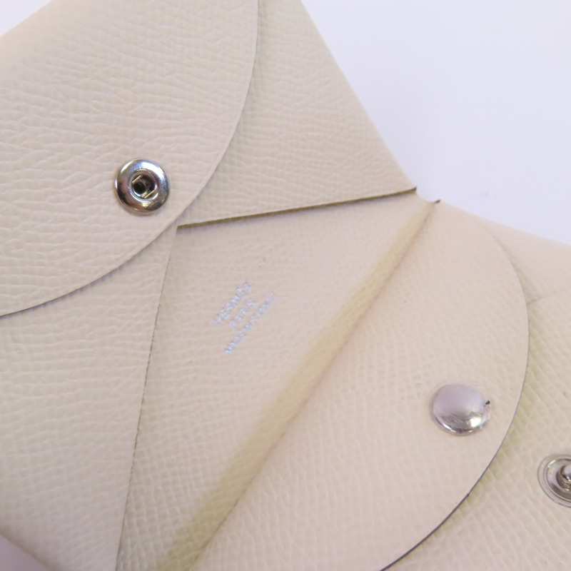 HERMES Epsom皮革Calvi Duo銀扣卡套-10