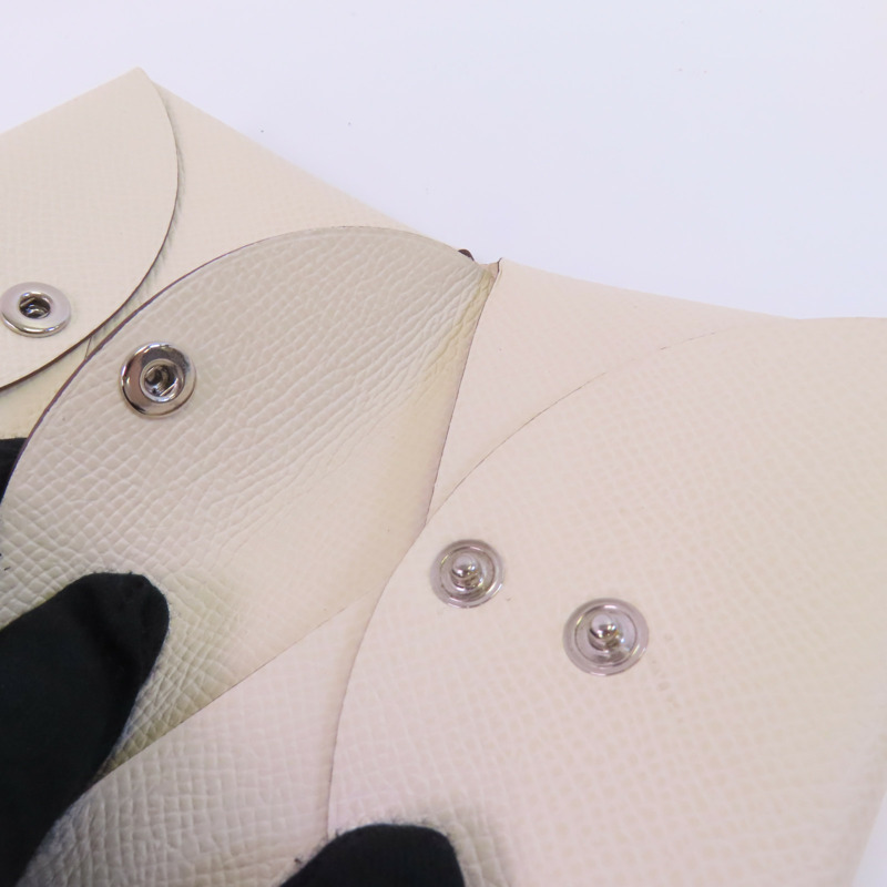 HERMES Epsom皮革Calvi Duo銀扣卡套-11