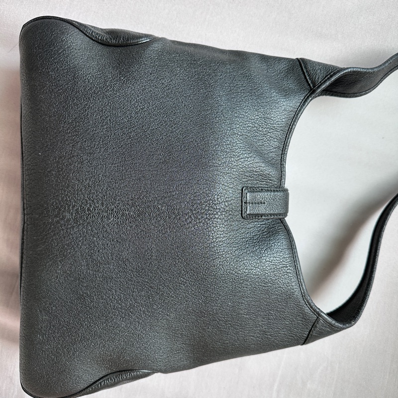 Ferragamo菲拉格慕黑銀全皮hobo單肩包-9