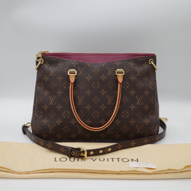 Louis Vuitton 路易威登  Pallas 酒紅紫色 帆布 皮革 手提包 斜背包-0