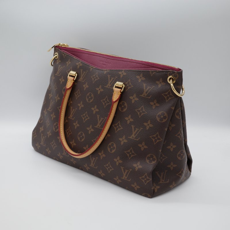 Louis Vuitton 路易威登  Pallas 酒紅紫色 帆布 皮革 手提包 斜背包-2